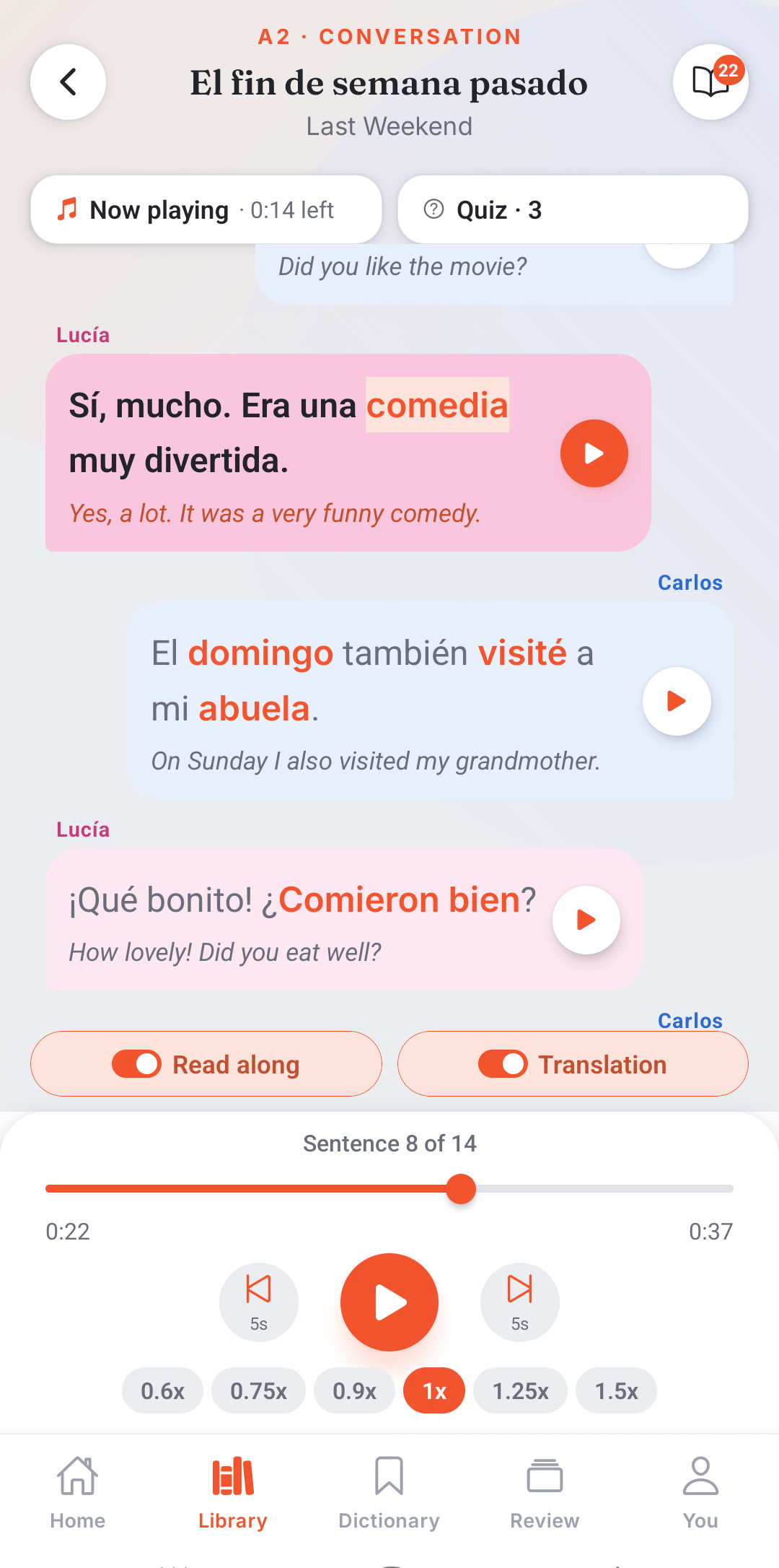 Attunly conversation screen showing a natural back-and-forth dialogue.